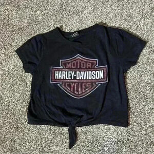 Harley Davidson Black & Pink Short Sleeve Youth Size Shirt/Crop Top - S?